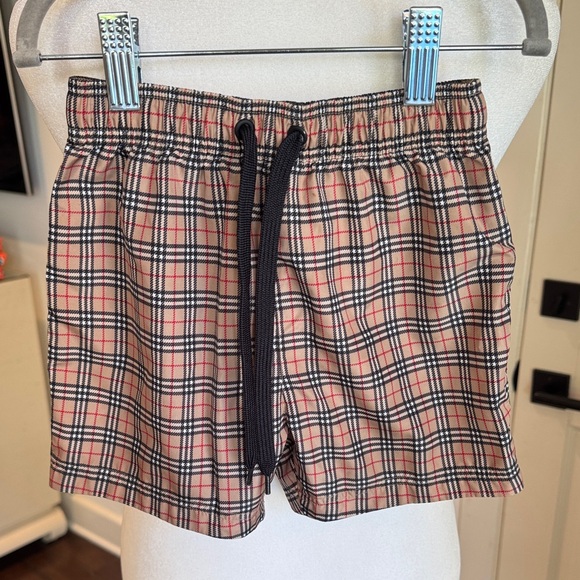 Burberry- Boys Vintage Beige, Black & Red Checkered Swim Shorts Trunks - Size:2T - Picture 2 of 6